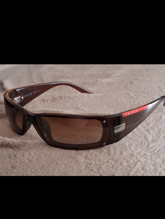 Prada Accessories - Prada Sport SPS 06E Brown Shield Wrap Sunglasses Made in Italy Authentic Y2k